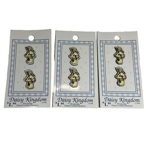 Mary Engelbreit Daisy Kingdom 2-Hole Buttons -‎ 3 Cards Raincoat Bear (pair) Vtg